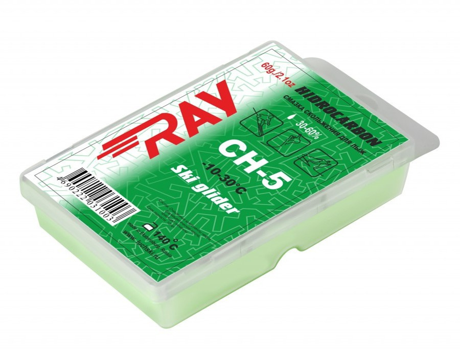 Парафин для лыж RAY (Луч) CH-5 без фтора от -10 до -30 С, лыжная мазь ...