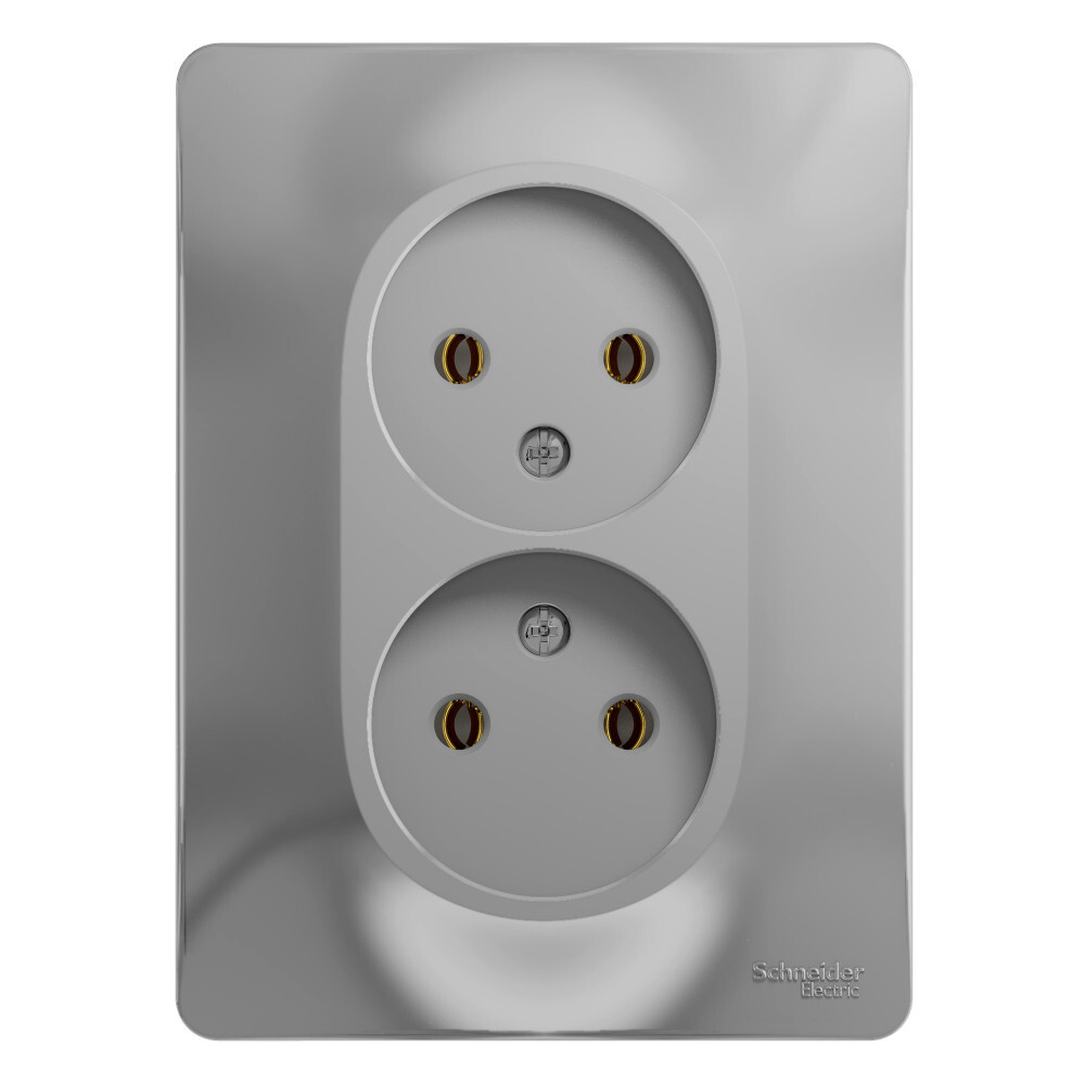 Розетка двойная, Алюминий (без заземления, в сборе) Systeme Electric ...