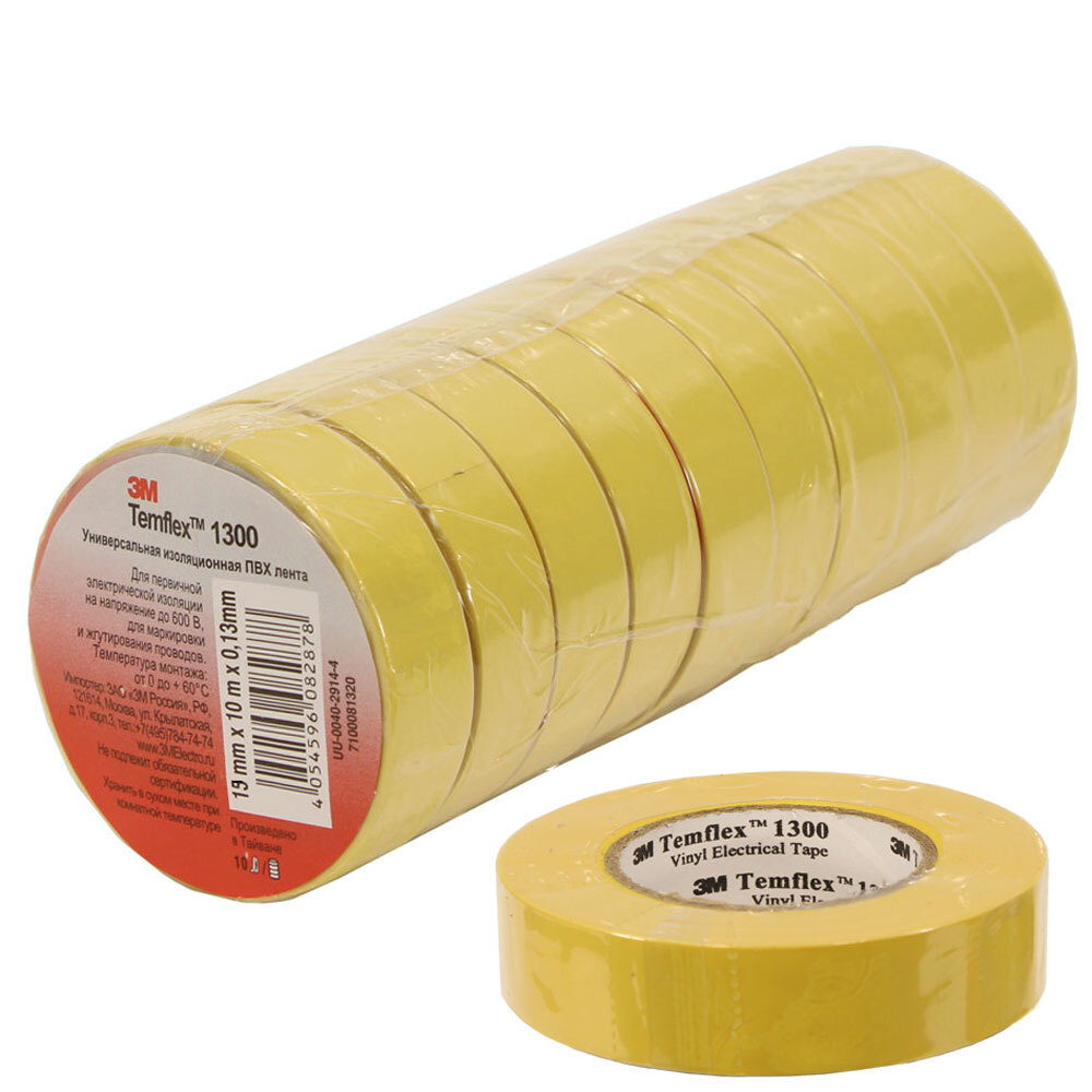 Изолента 3M желтый 19 мм 20 м, 10 шт. - купить по низкой цене в ...