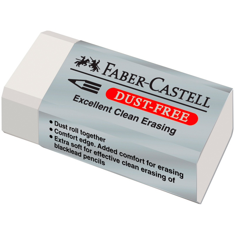 Ластик Faber-Castell Dust Free (прямоугольный, 41x19x12мм, пвх, белый, картонный держатель) 1шт. (187130) #1