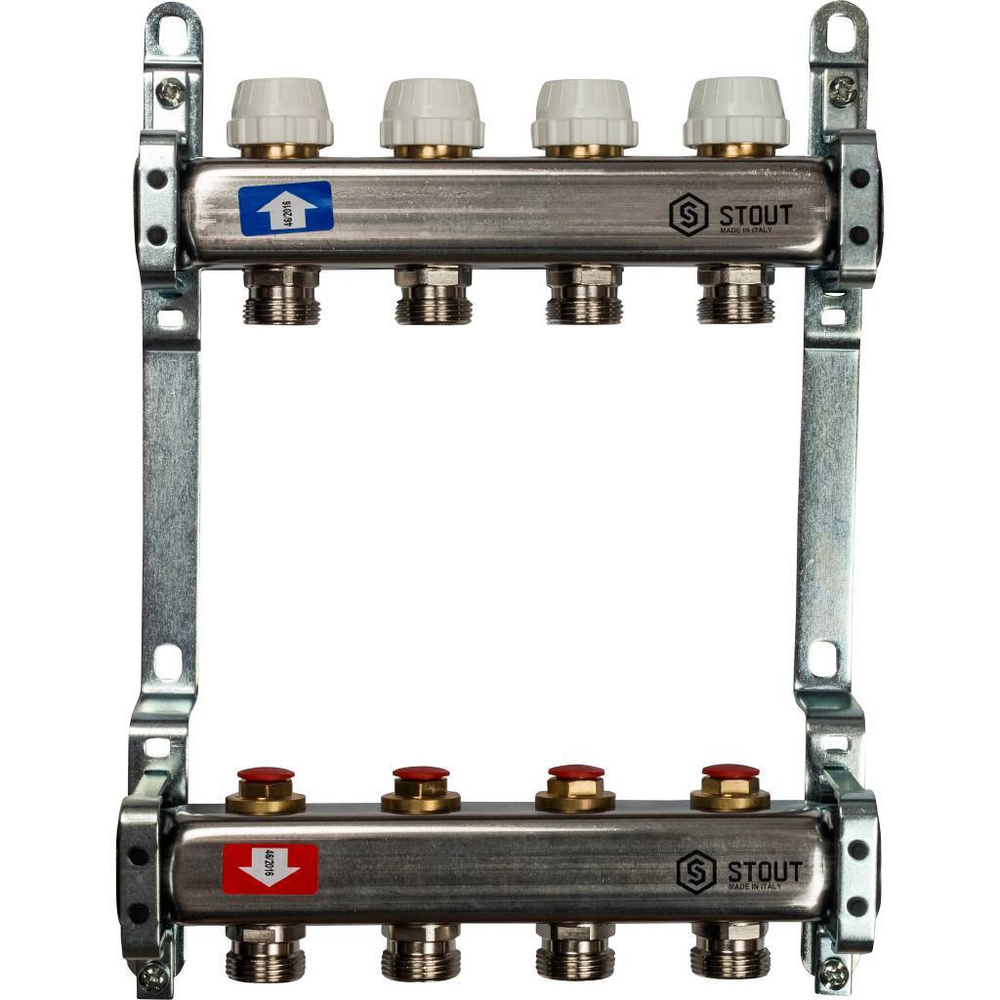 Коллектор из нержавеющей стали STOUT SMS 0922 000004 без расходомеров на 4 выхода  #1