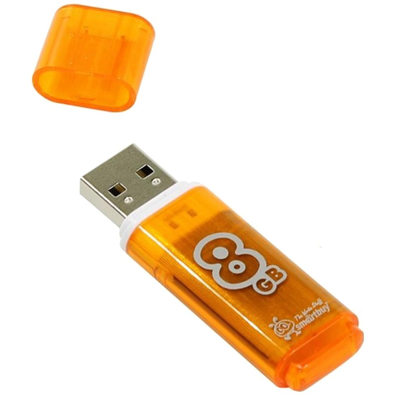 Флеш-карта SmartBuy "Glossy" 8 гб, USB 2,0 Flash Drive, оранжевая (SB8GBGS-Or) #1