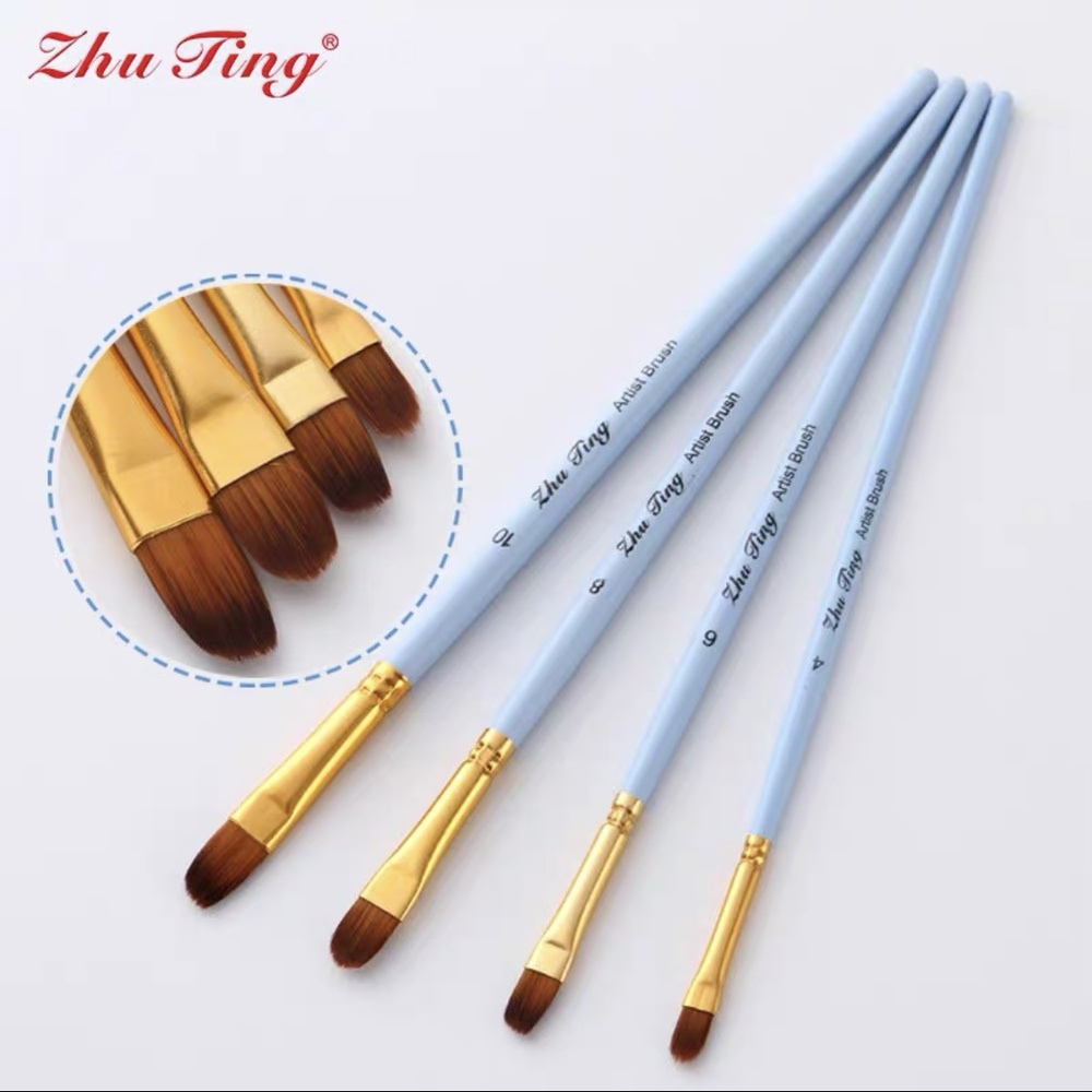 Кисти художественные овальные/ набор овальных кистей для рисования,4 шт ...