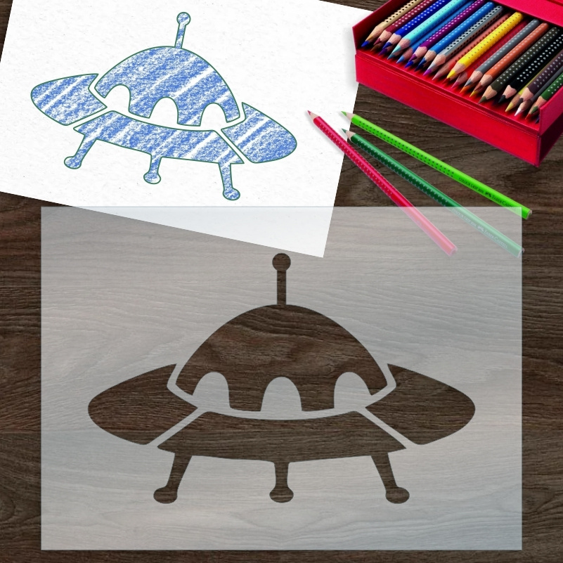 Трафарет Летающая Тарелка 15х21 см из пластика 0,3 мм для рисования ...