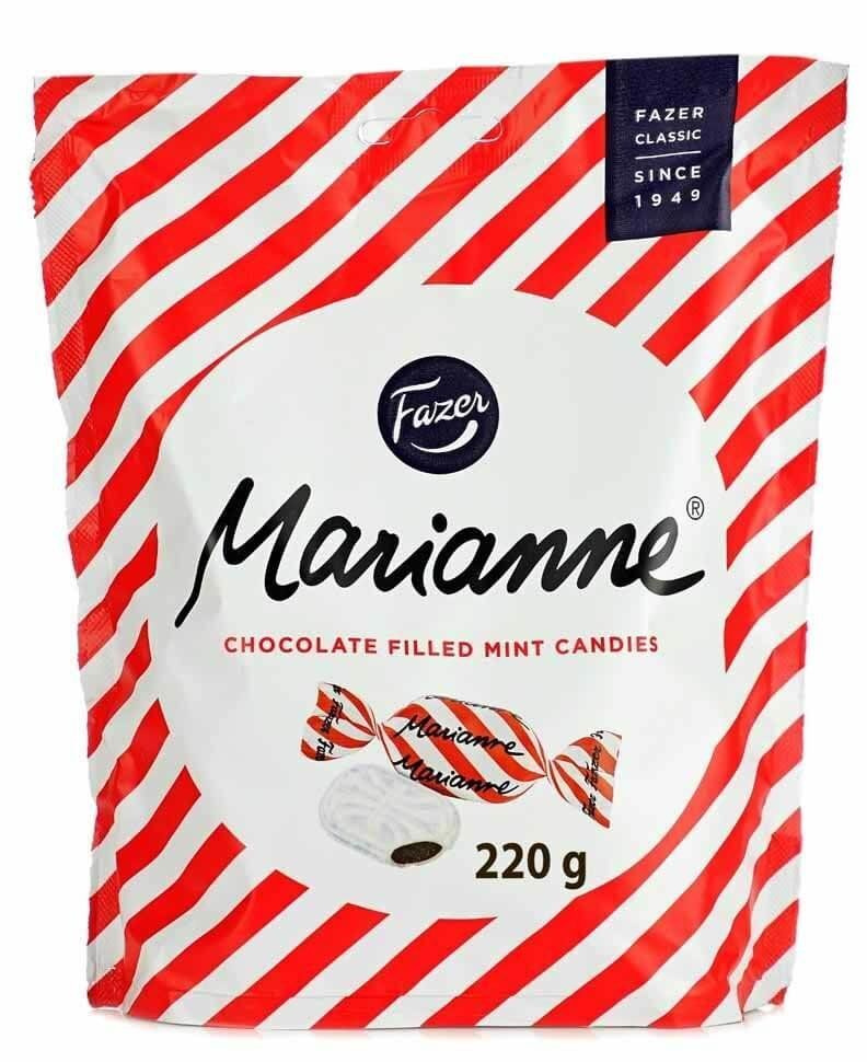 Fazer Marianne, мятная карамель с шоколадной начинкой 220г,конфеты с шоколадом, сладкие подарки.  #1