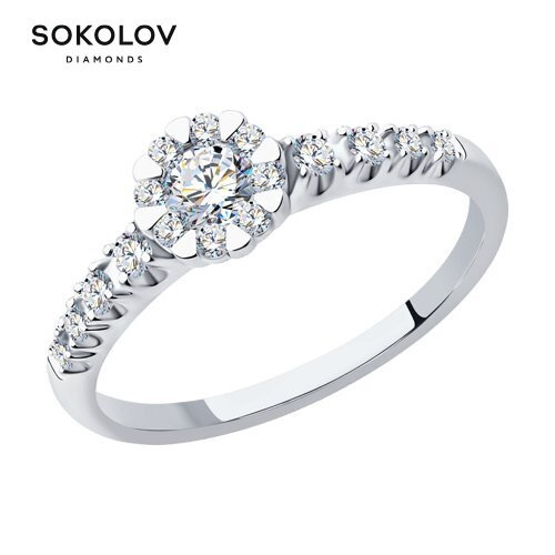 SOKOLOV Diamonds, Кольцо из белого золота с бриллиантами, 1012199-3, 585 проба  #1