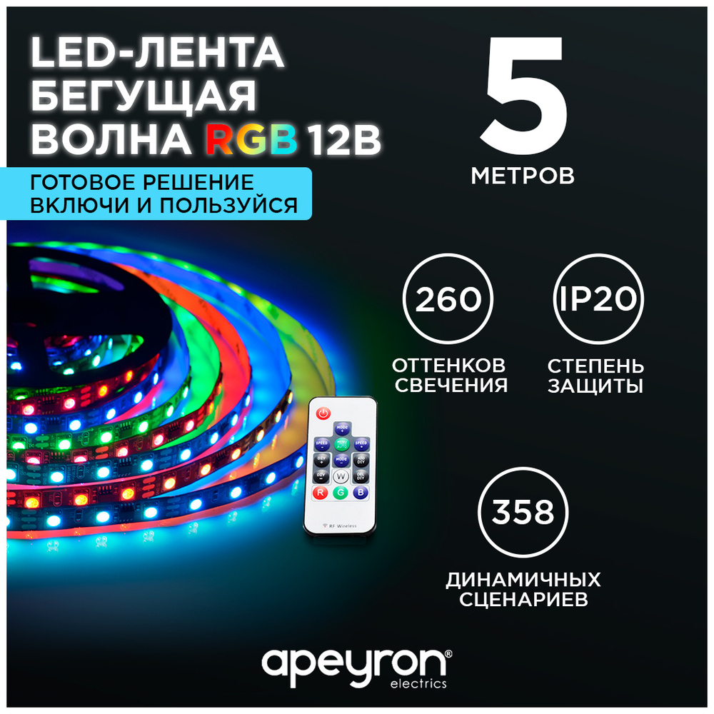 Купить светодиодную LED ленту «Бегущая волна» с защитой IP65 W 12v / Светодиодные ленты