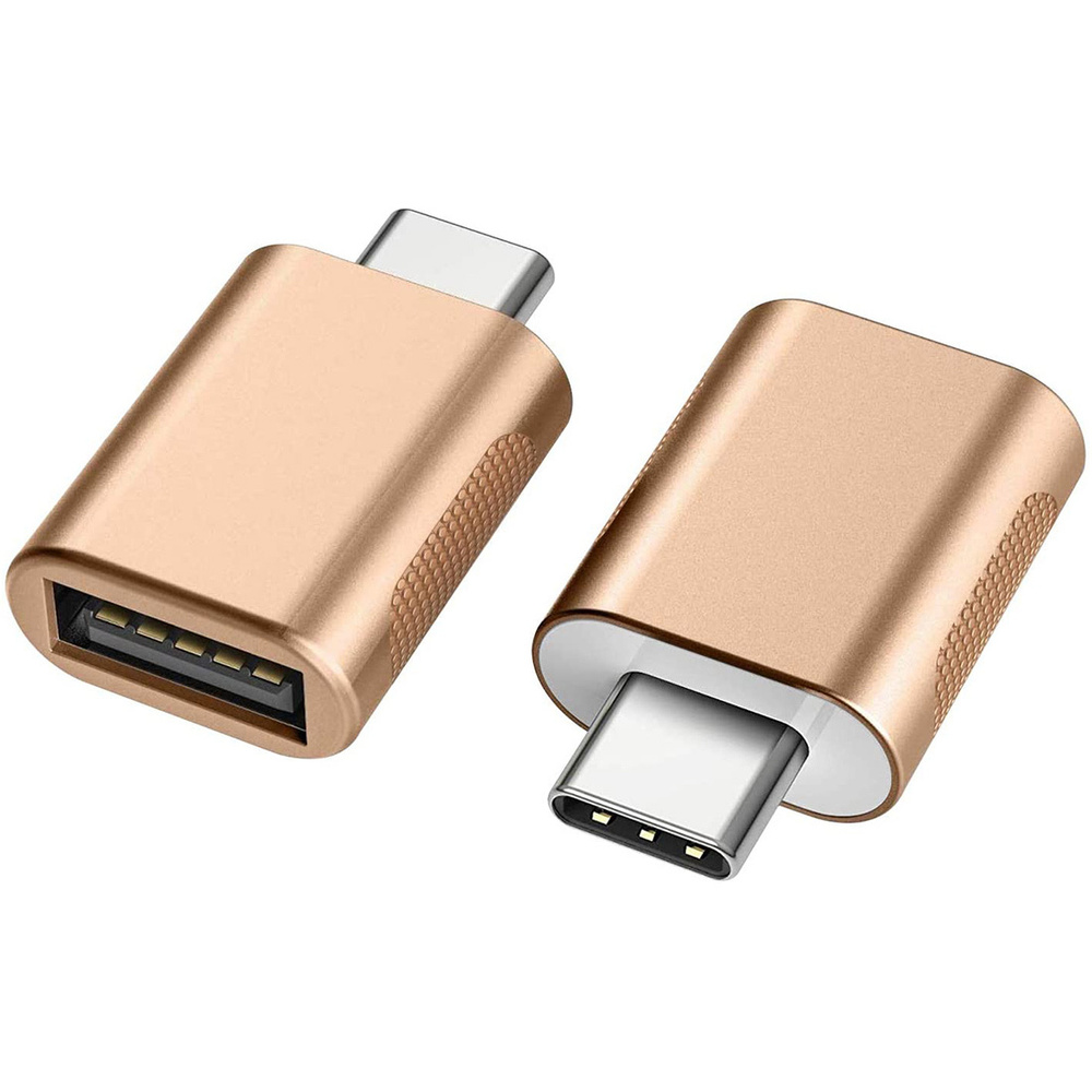 Переходник USB C на USB, адаптер типа C папа на USB 3.0 мама , золотой ...