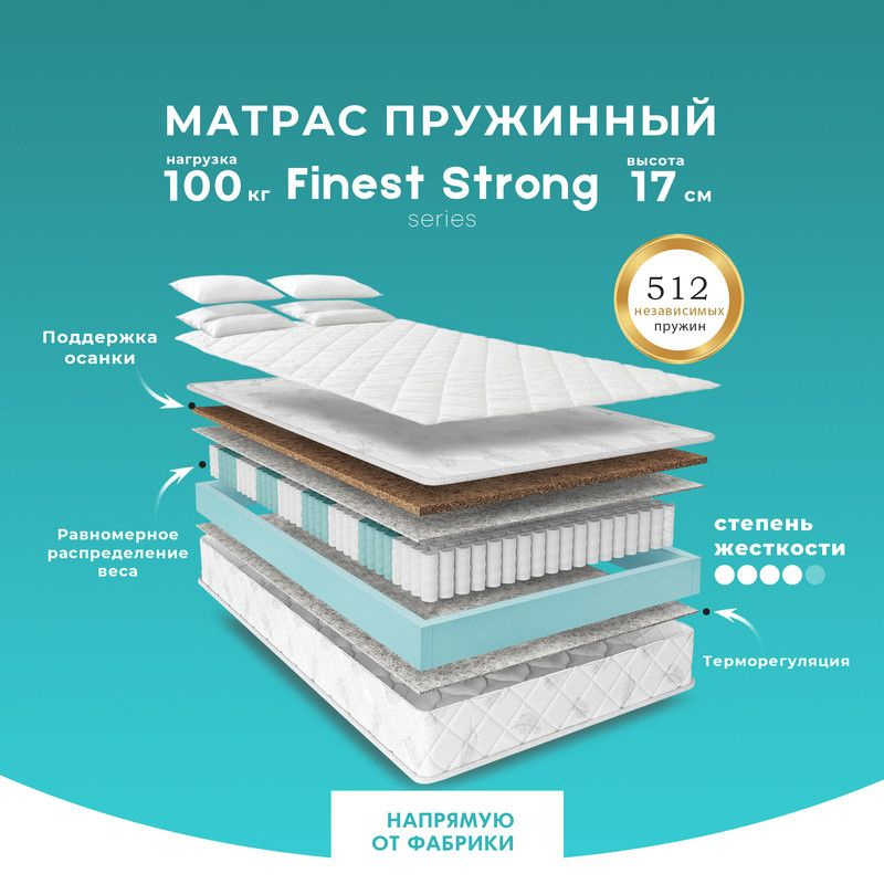 PRIME SLEEP Матрас Finest Strong, Независимые пружины, 150х190 см #1