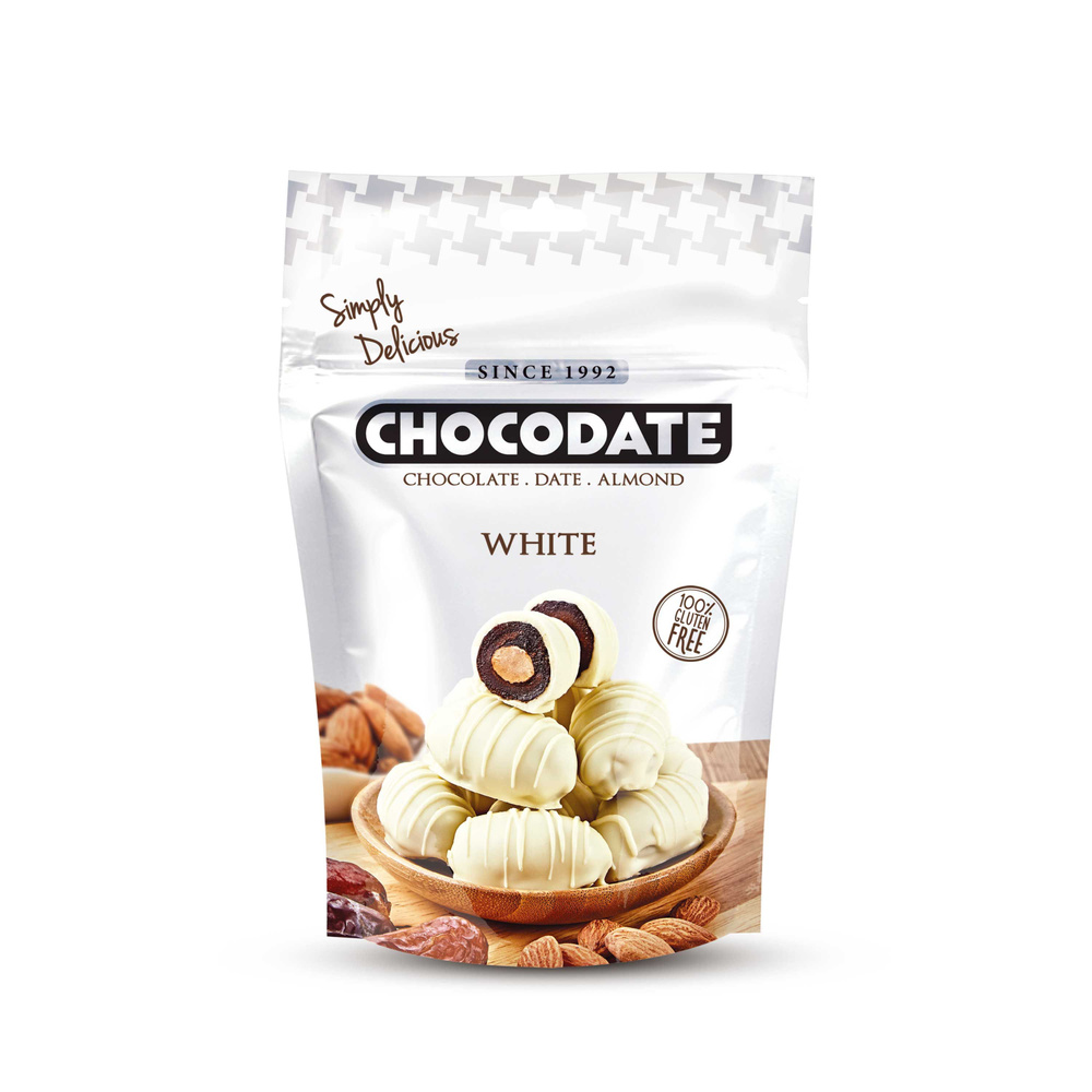 Финики с миндалем в белом шоколаде без глютена Chocodate 100 грамм  #1