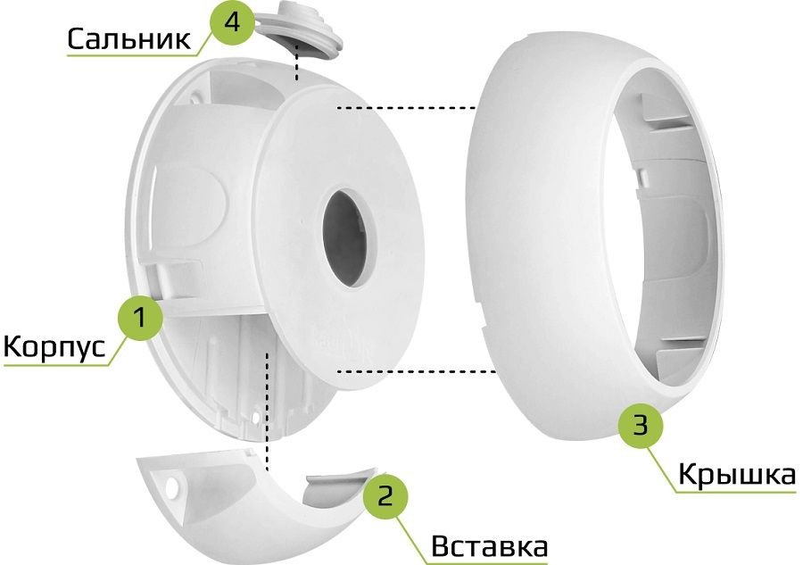 Монтажная коробка KadrON JB1-100W белая ,универсальная ,для установки камер видеонаблюдения 4 шт.  #1