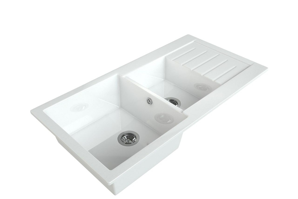 Кухонная мойка с двумя чашами и крылом глянцевая MAXSTONE из ...
