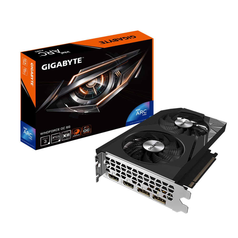 Gigabyte Видеокарта Intel Arc A380 6 ГБ (GV-IA380WF2OC-6GD WINDFORCE OC)