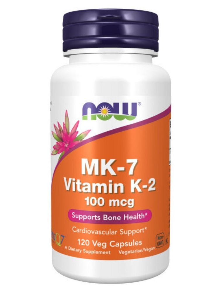 Now Foods K-2 MK-7, Витамин К-2 в форме МК-7 Менахинон 100 мкг - 120 ...