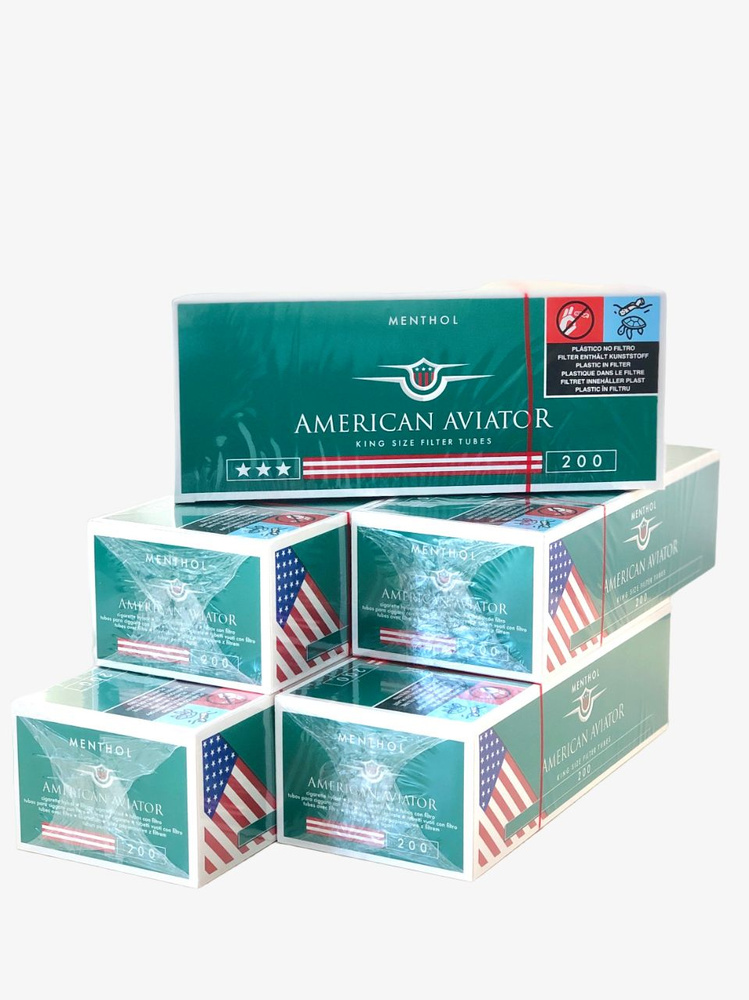 Гильзы для самокруток American Aviator Menthol с белым фильтром , 5x200 штук (1000 шт)  #1