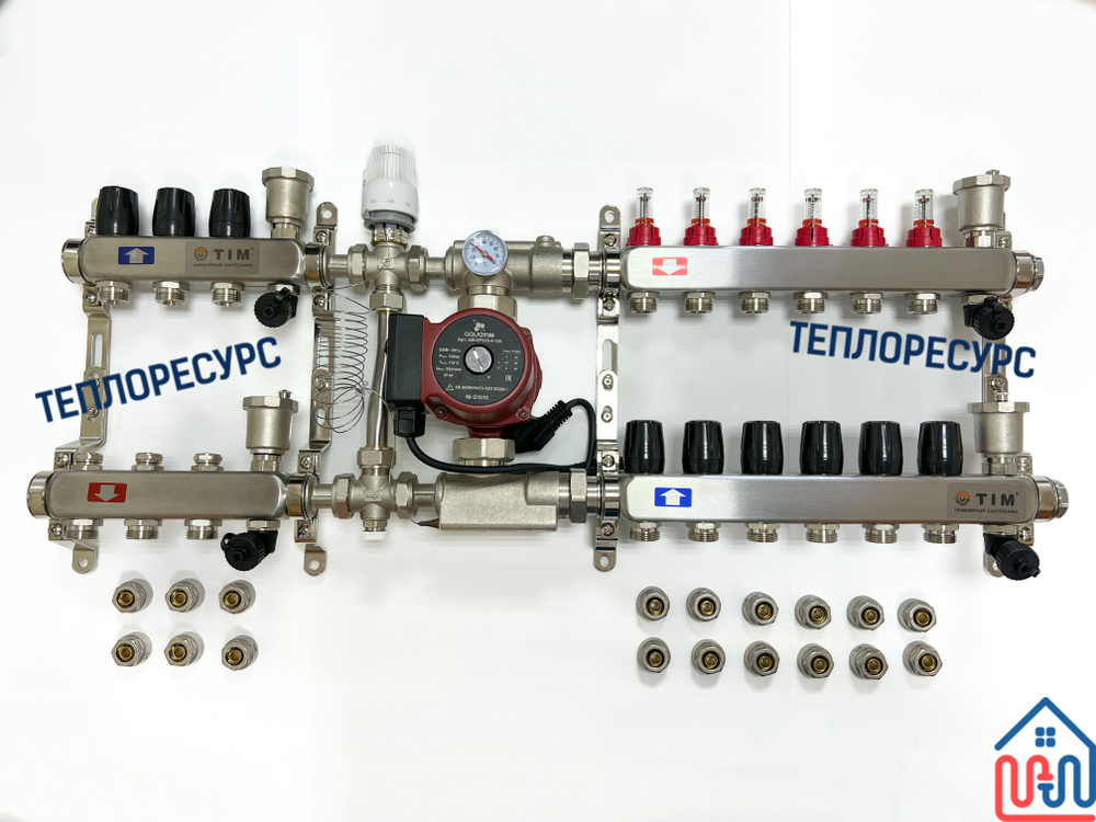 Комплект для подключения тёплого водяного пола на 6 выхода (до 80 кв.м) и радиаторов отопления 3-6 шт #1
