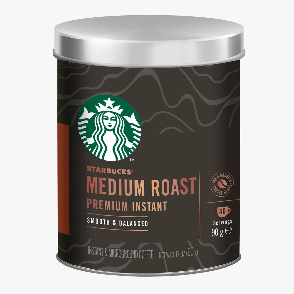 Кофе Starbucks Medium Roast растворимый с добавлением жареного молотого порошкообразный, 90 г (из Финляндии) #1