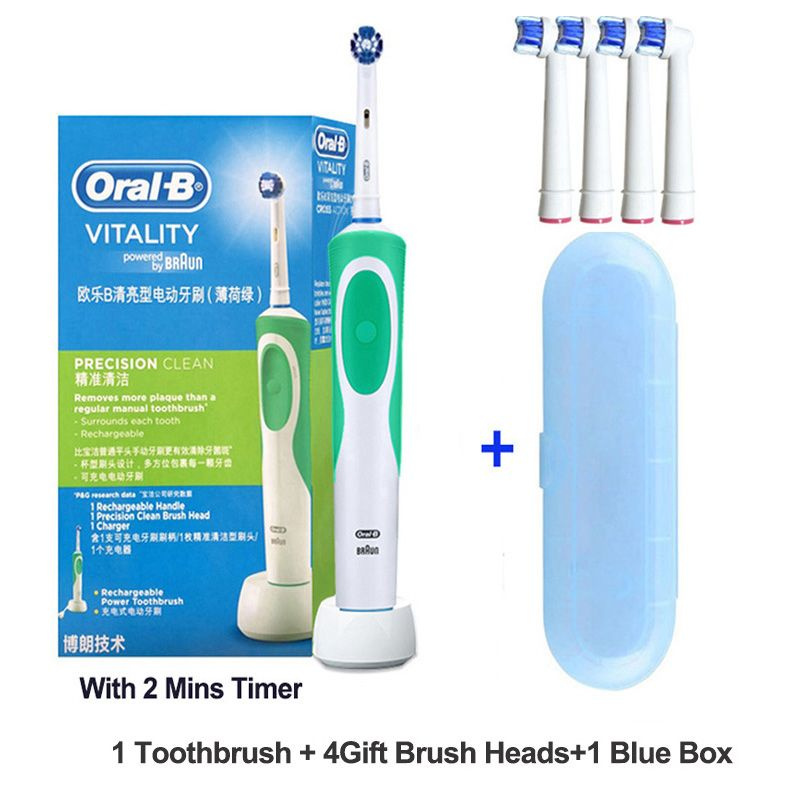 Oral-B Электрическая зубная щетка 1 зубная щетка 1 коробка 4 подарочных насадок, зеленый, оливковый  #1