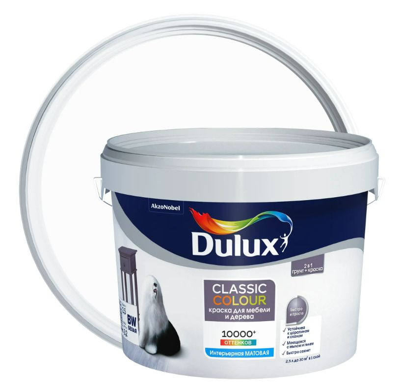 Краска для мебели и дерева Dulux CС цвет белый 2.5 л #1