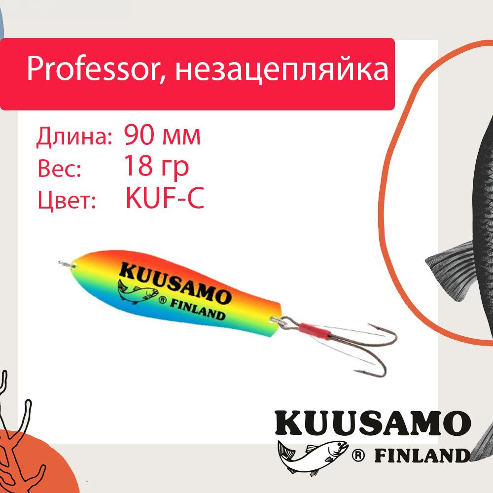 Блесна для рыбалки Kuusamo Professor 2, 90/18 незацепляйка, KUF-C (колебалка)  #1