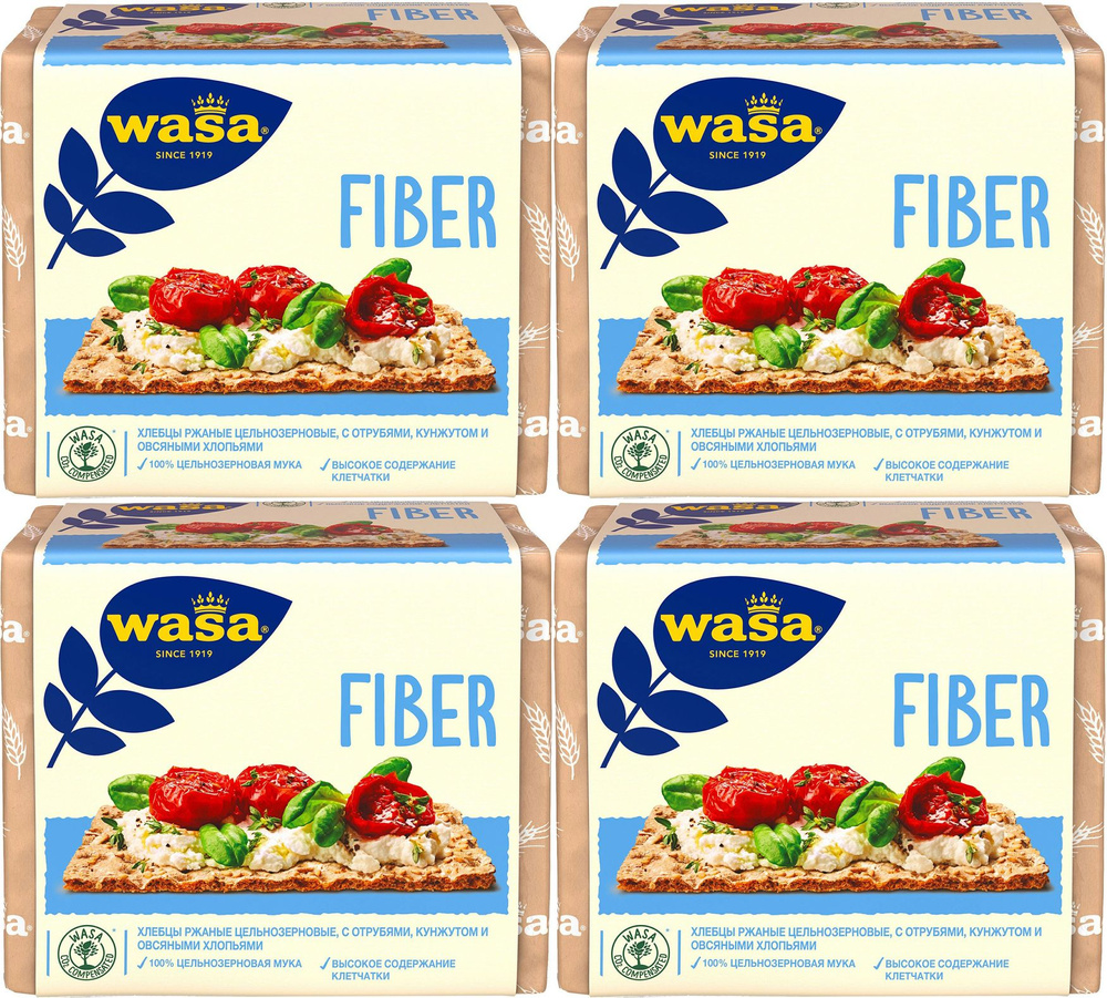 Хлебцы ржаные Wasa Fiber цельнозерновые с пшеничными отрубями кунжутом и овсяными хлопьями, комплект: #1