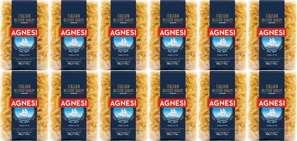 Макаронные изделия Agnesi Fusilli No78, комплект: 12 упаковок по 500 г  #1