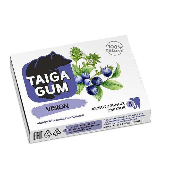 Смолка жевательная Алтайский нектар Taiga Gum для Глаз, 5шт #1