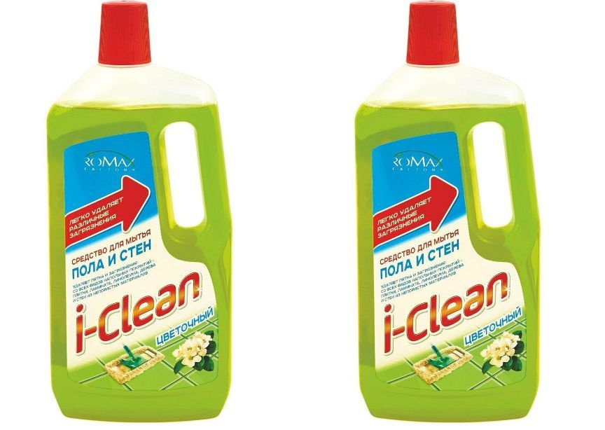 ROMAX I-Clean Средство для мытья пола и стен ЦВЕТОЧНЫЙ, 1л ,2 шт/  #1