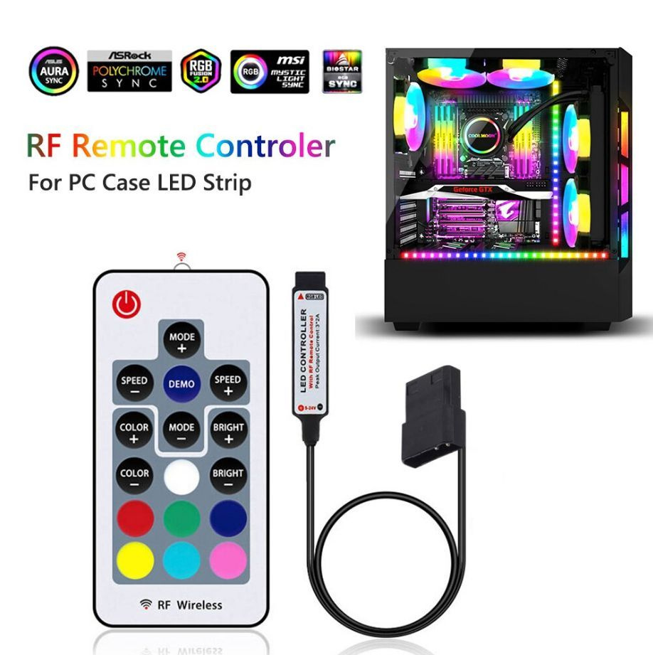 Контроллер RGB подсветки 12v4pin с пультом ДУ питание от MOLEX - купить ...