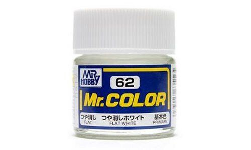 Краска акриловая на специальном разбавителе MR.HOBBY Mr.Color Flat white, матовая, MH-C62  #1