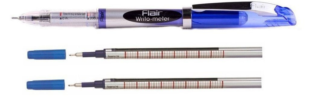 Ручка шариковая Flair "Writo-meter" + 2 стержня, 0.7 мм, синяя #1