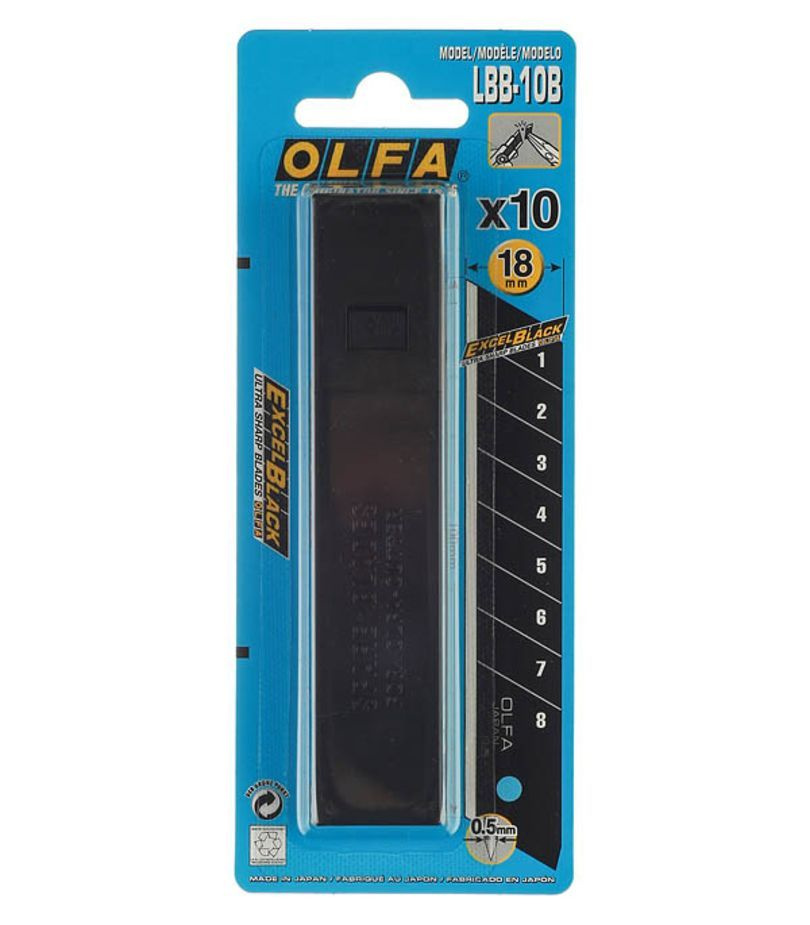 Сегментированные лезвия OLFA Excel Black 18х100х0.5 мм, 10 шт OL-LBB-10B #1