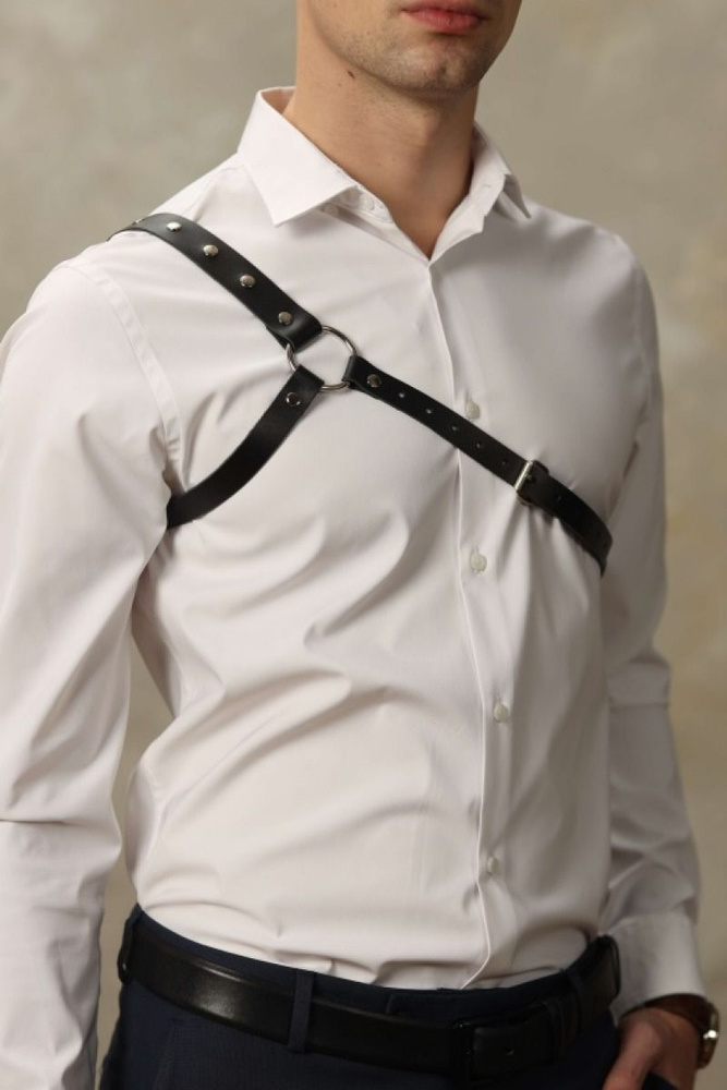 Асимметричная портупея мужская из натуральной кожи №9 - купить с ...