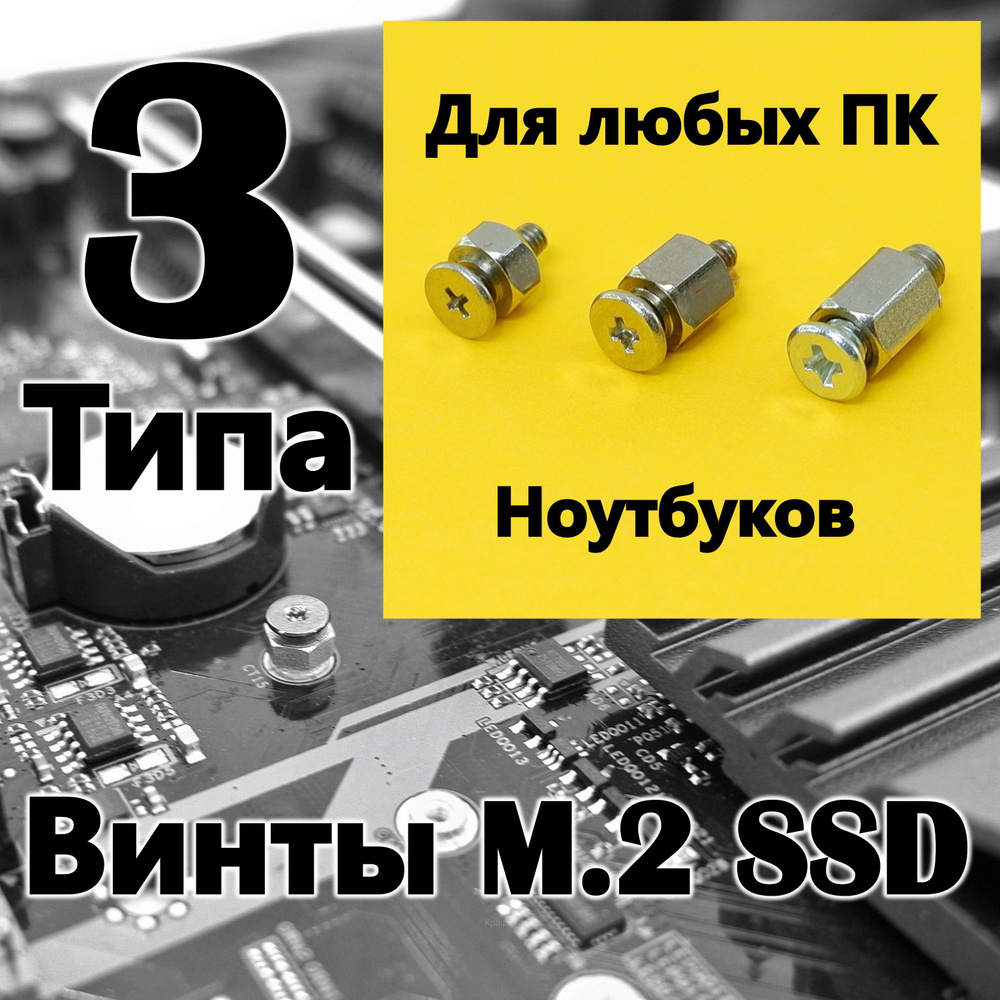 Винты M.2 SSD три вида, для твердотельных дисков в любую материнскую плату  ПК, ноутбука / Комплект 3шт. - купить с доставкой по выгодным ценам в  интернет-магазине OZON (997313916)