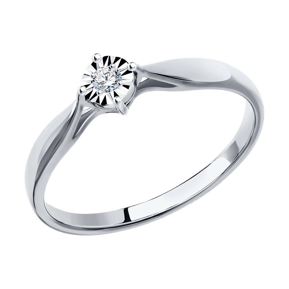 SOKOLOV, Помолвочное кольцо из белого золота 585 пробы с бриллиантом, 1011493, 585 проба - купить с доставкой по выгодным ценам в интернет-магазине OZON (295229768)