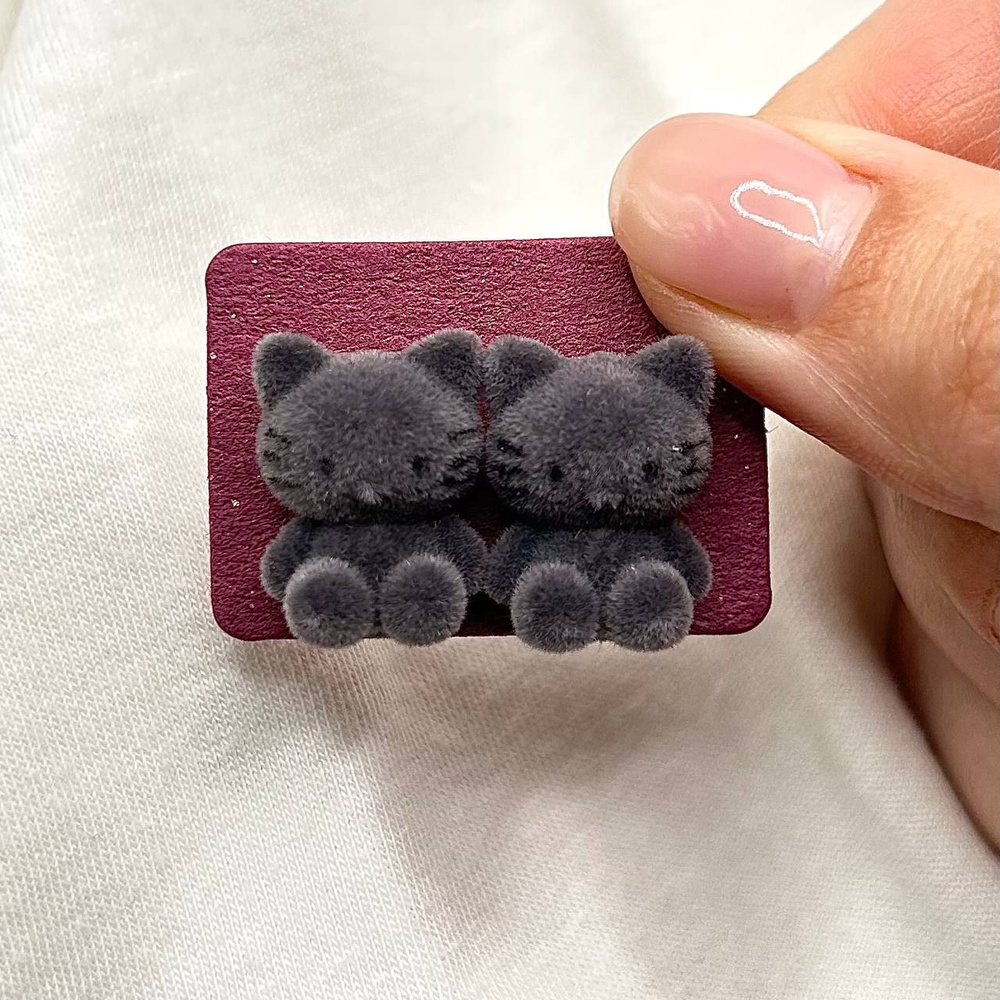 Плюшевые серьги кошки, милые серьги с велюровым напылением, трендовые ...