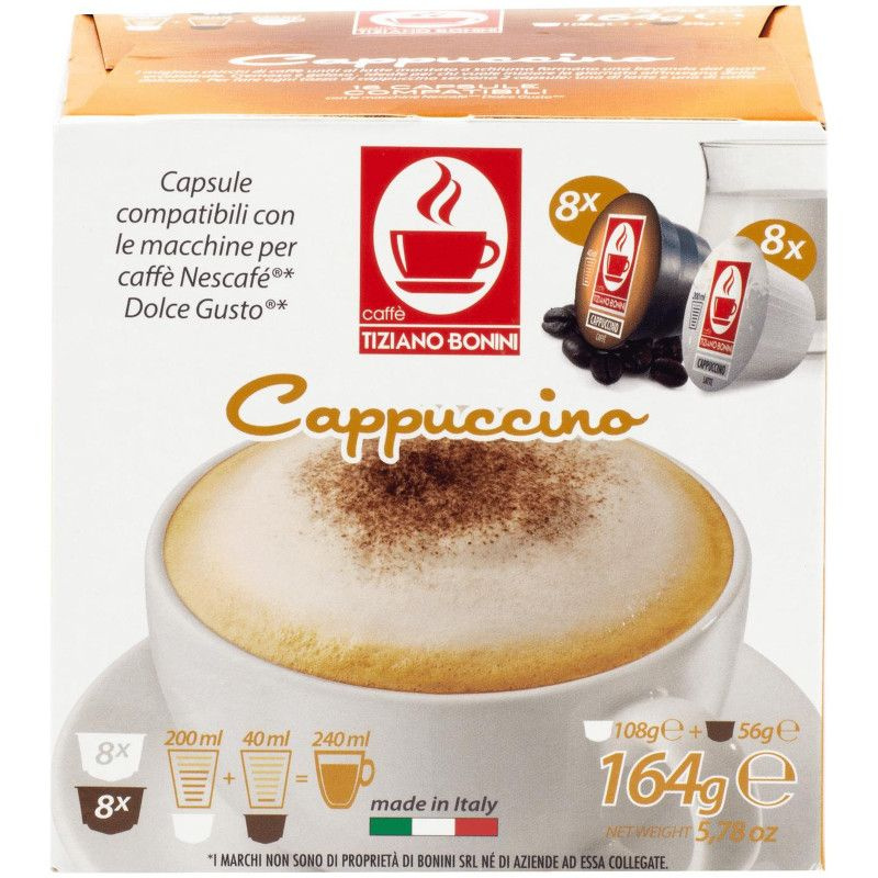 Кофе в капсулах Caffe Tiziano Bonini Cappuccino натуральный жареный молотый, 16x11г  #1