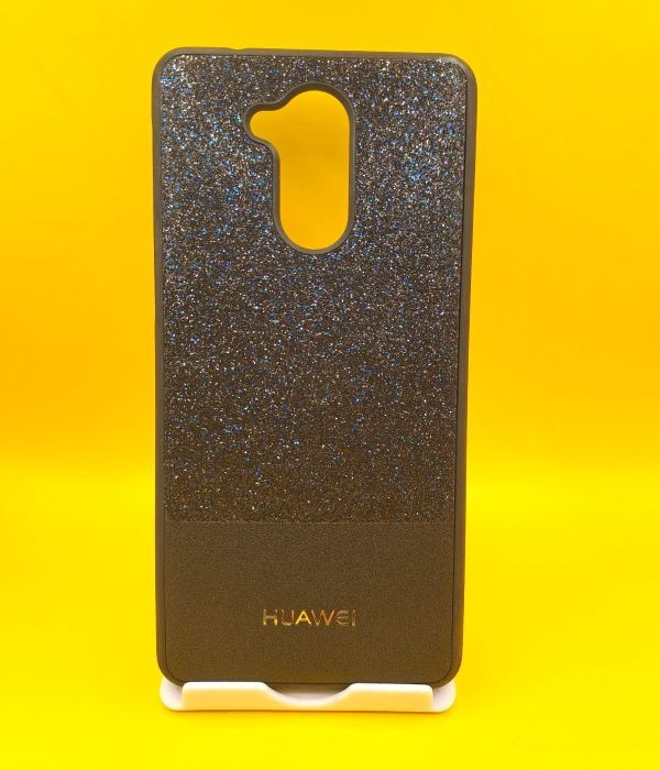 Силиконовый чехол для Huawei Honor 6C "Кожа с блестками" с логотипом, цвет: черный #1