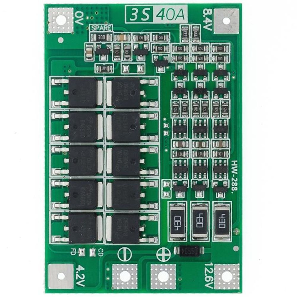 Плата защиты (BMS) литиевых батарей 3S с функцией балансировки ячеек ...