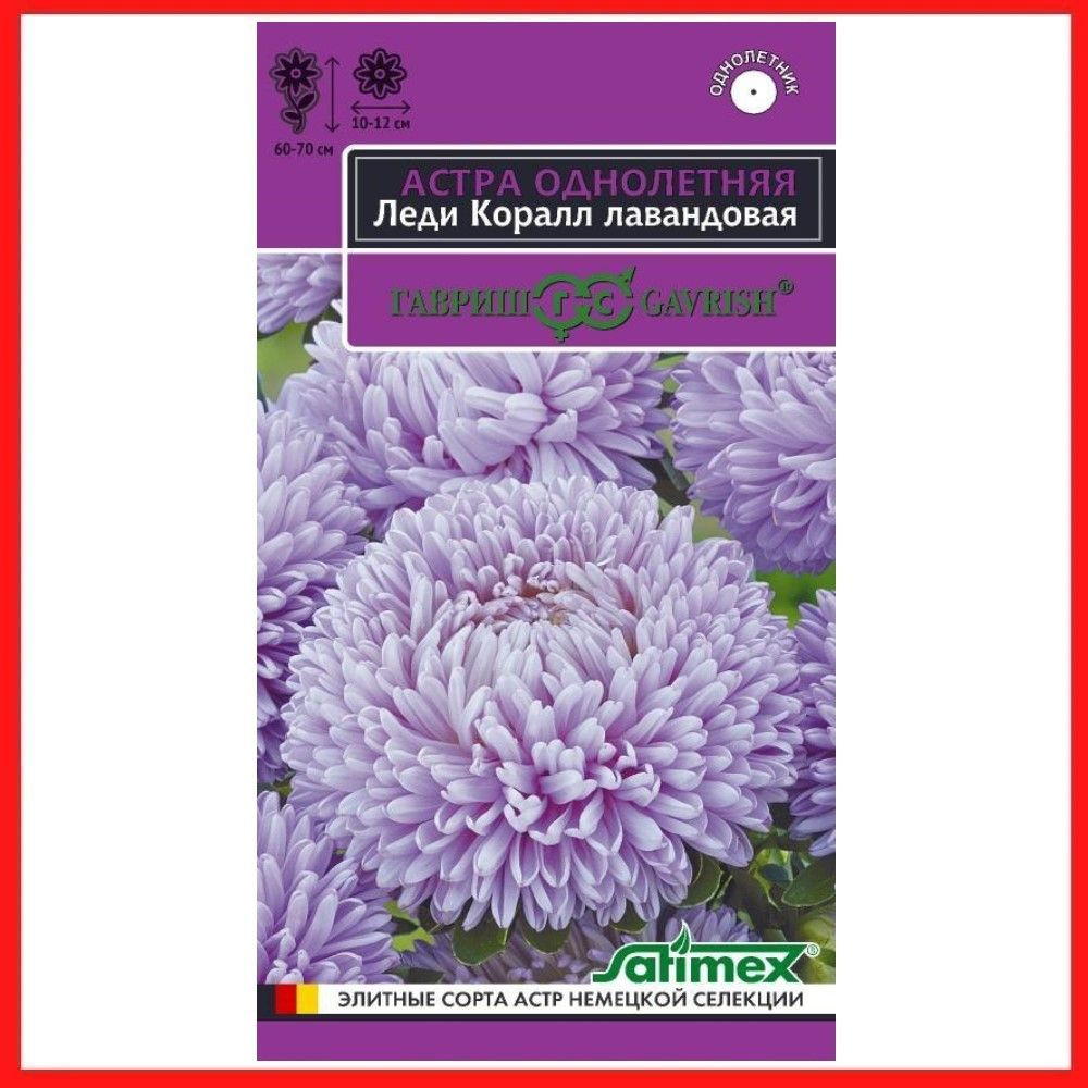 Семена Астра розовидная "Леди Корал лавандовая" 0,05 гр, однолетние цветы для дачи, сада и огорода, клумбы, #1