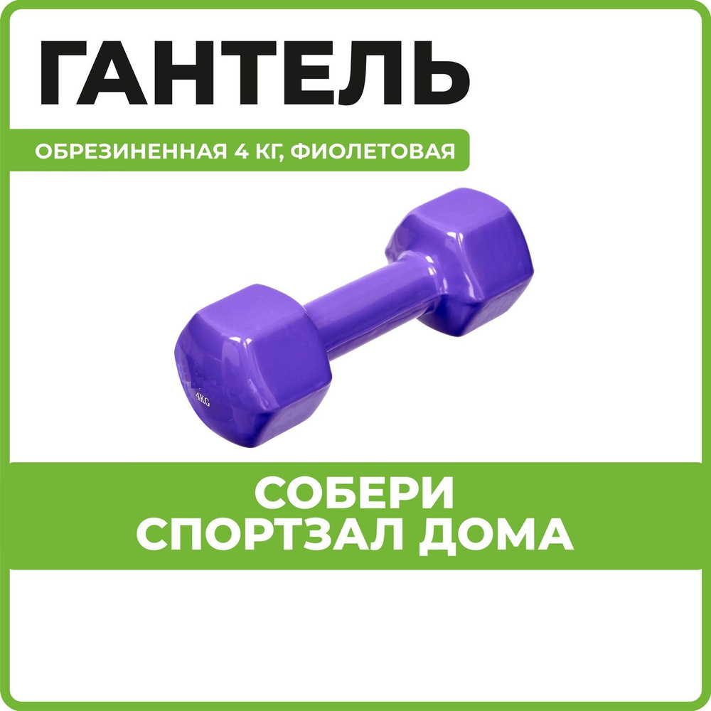 Гантели Wector SF 0532 обрезиненная_фиолетовый, 1 шт. по 4 кг, фиолетовый -  купить по выгодным ценам в интернет-магазине OZON (1050972713)