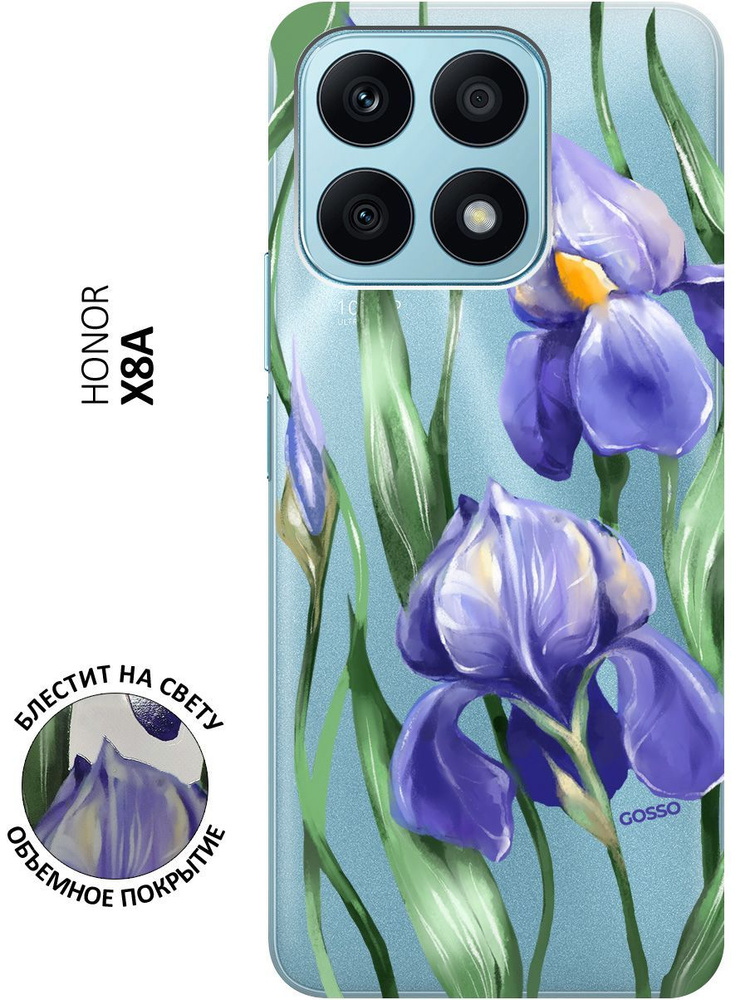 Силиконовый чехол на Honor X8a / Хонор Х8А с 3D принтом "Amazing Irises ...