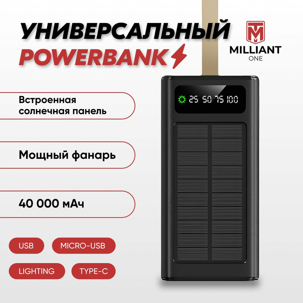 Внешний аккумулятор (Power Bank) Milliant One MilliantOne_USB  Type-C_microUSB_USB - купить по выгодным ценам в интернет-магазине OZON  (1053132019)