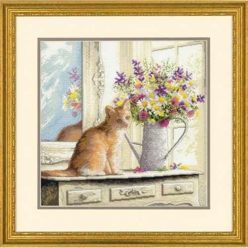 Набор для вышивания Dimensions Kitten in the Window 30,4 х 30,4 см (35359) #1