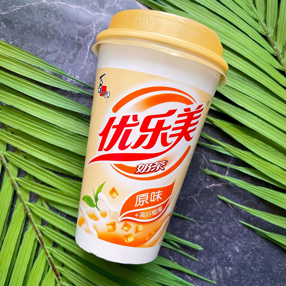 Китайский молочный чай с кусочками кокосового желе вкус Карамель. Bubble tea 3в1  #1