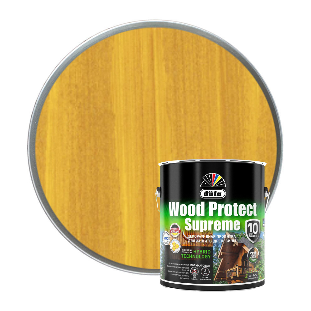 Пропитка декоративная для защиты древесины алкидная Dufa Wood Protect Supreme горная сосна 2,5 л  #1