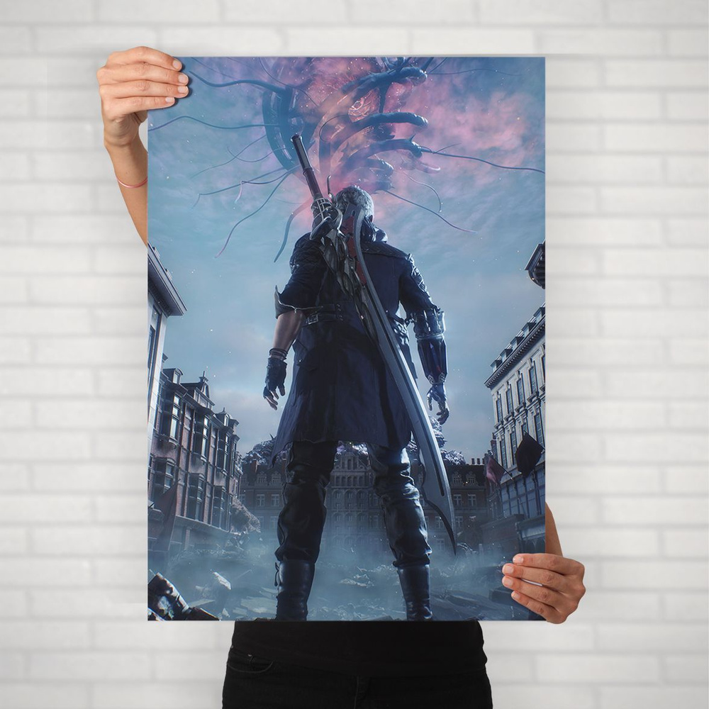 Плакат на стену для интерьера Devil May Cry (Неро) / Постер по игре формата А1 (60х84 см) #1