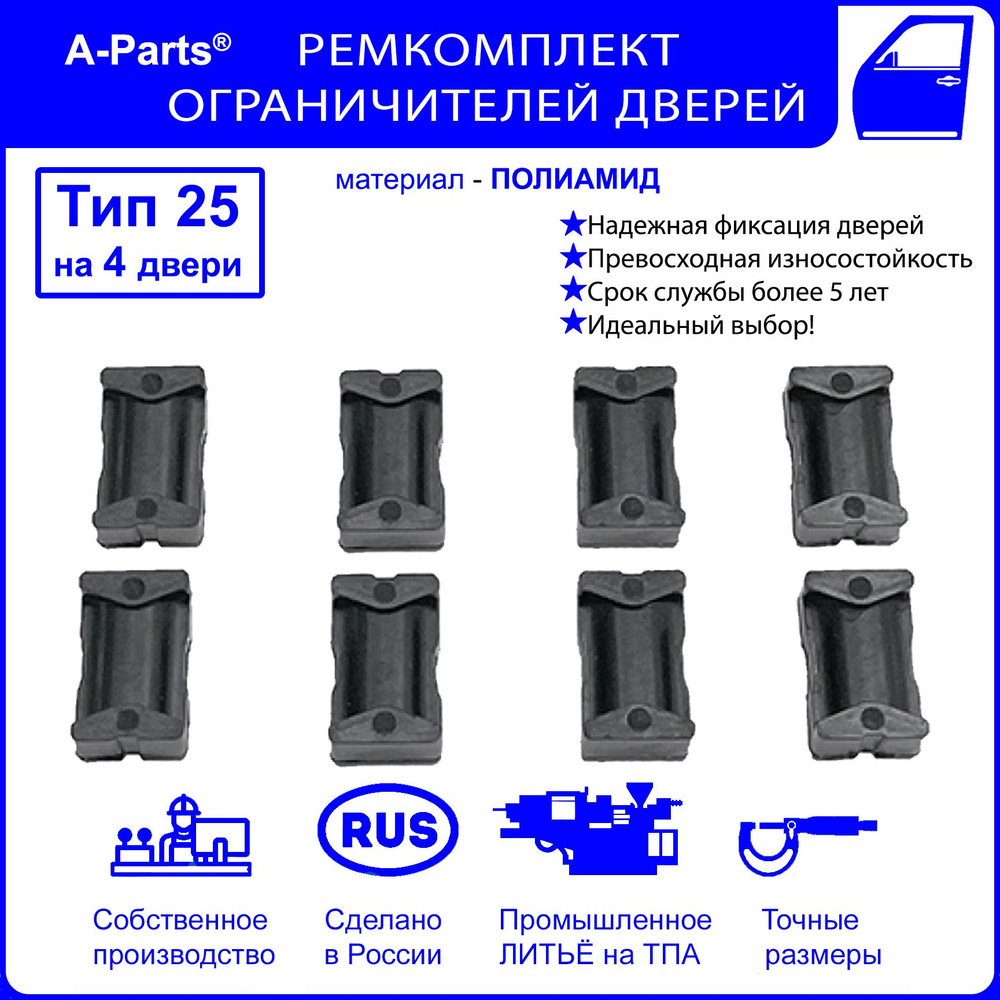 Ремкомплект ограничителей дверей Nissan TIIDA (I) C11 2004-2014, 2 двери,  полиамид литье - A-Parts арт. SMRDT252 - купить по выгодной цене в  интернет-магазине OZON (1106361507)