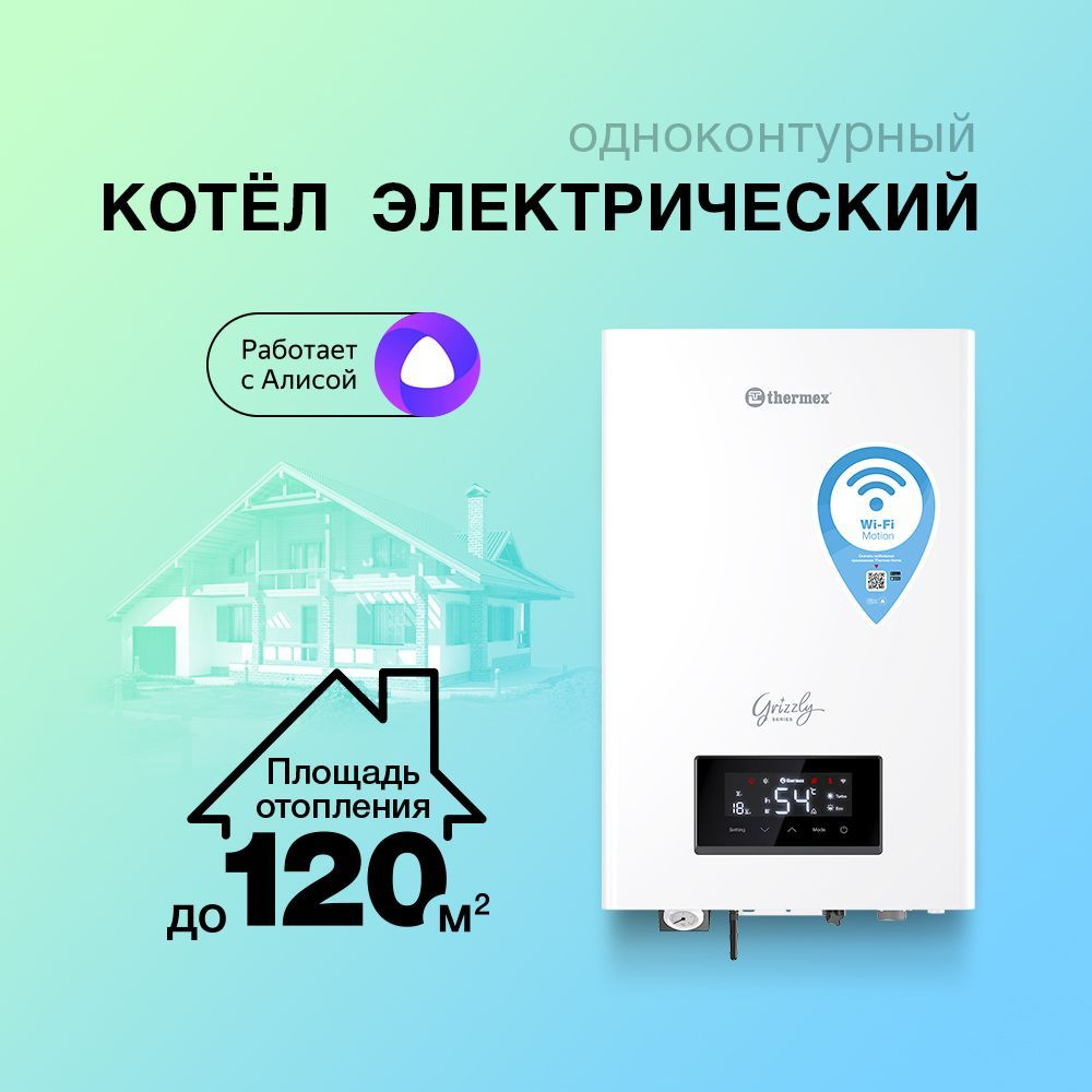 Электрический котел Thermex 1.2 кВт Grizzly 5-12 Wi-Fi_белый - купить по  выгодной цене в интернет-магазине OZON (381541974)