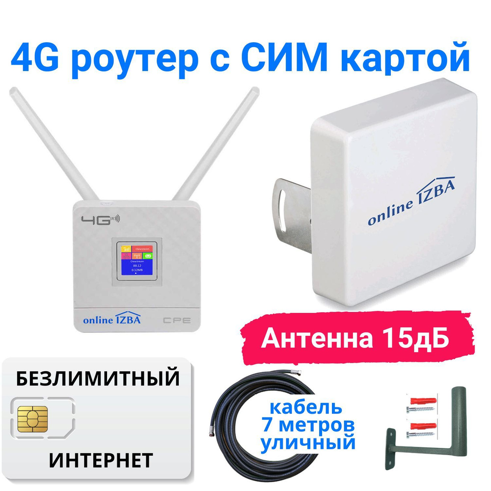 Роутер online IZBA 4G CPE903 c СИМ картой, разъем внешней антенны +  БЕЗЛИМИТные тарифы/, белый, светло-серый, 2.4 ГГц купить по низкой цене с  доставкой в интернет-магазине OZON (309329817)